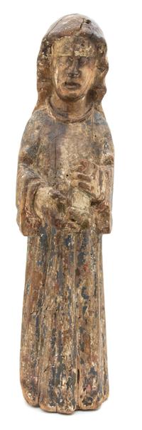 A Northern European Polychrome Decorated Figure of Saint Birgitta Height 23 inches. — 15TH/16TH CENTURY