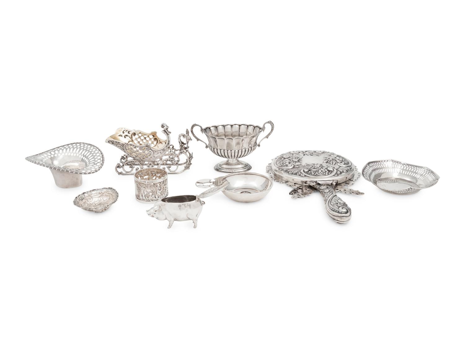 A Group of Nine Silver Holloware Articles