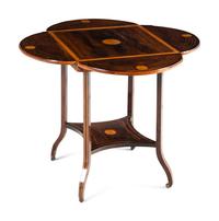 An Edwardian Inlaid Rosewood and Satinwood Drop-Leaf Table