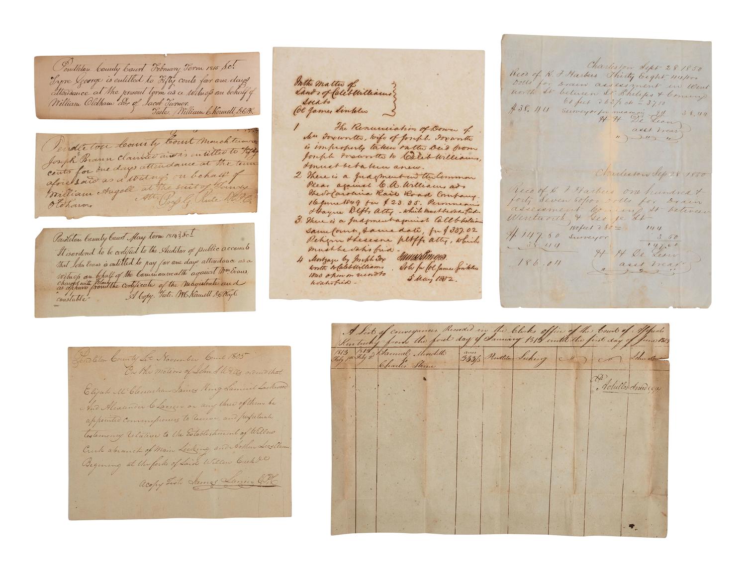 [SOUTH CAROLINA]. Group of 19th-century legal documents, including: