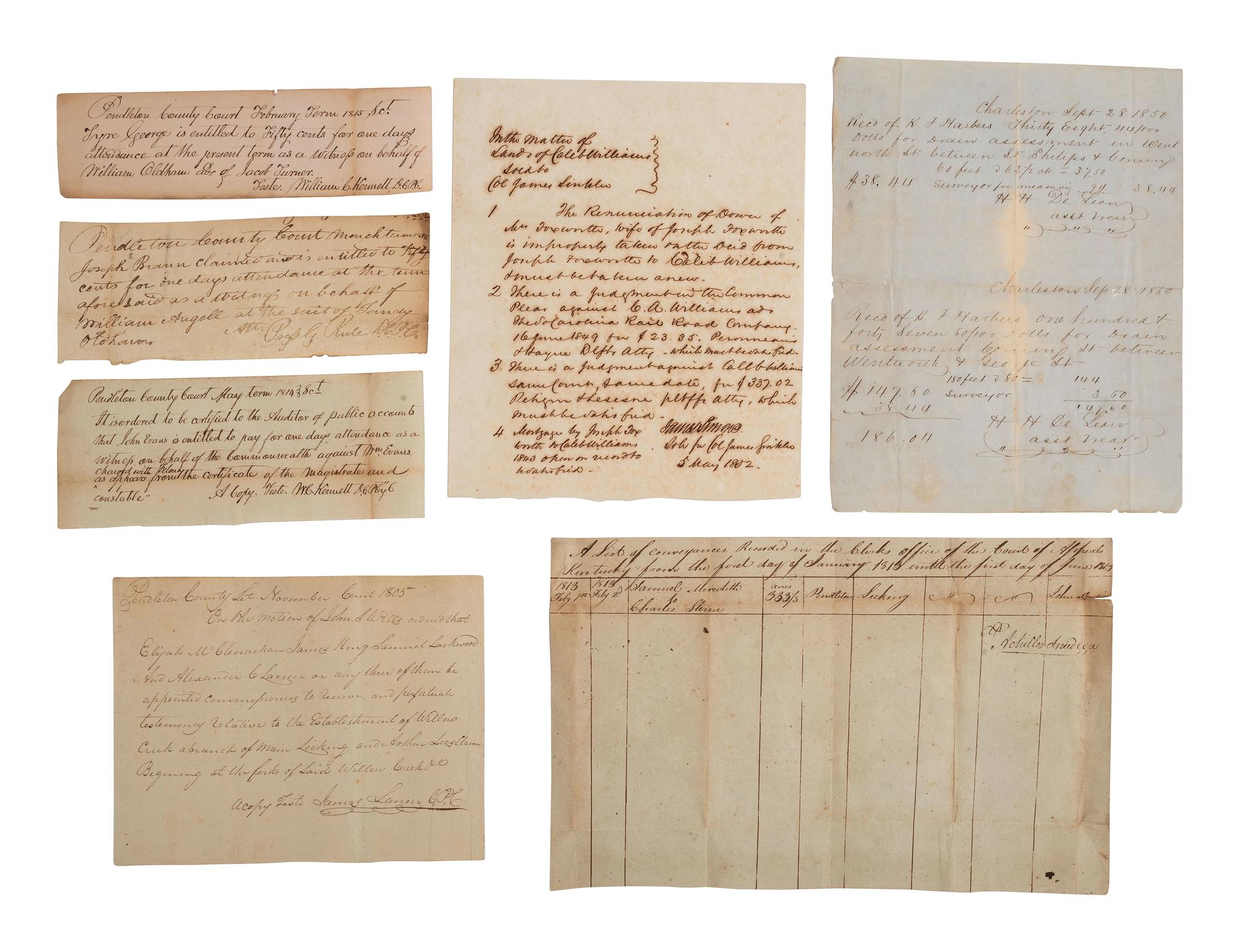 [SOUTH CAROLINA]. Group of 19th-century legal documents, including: