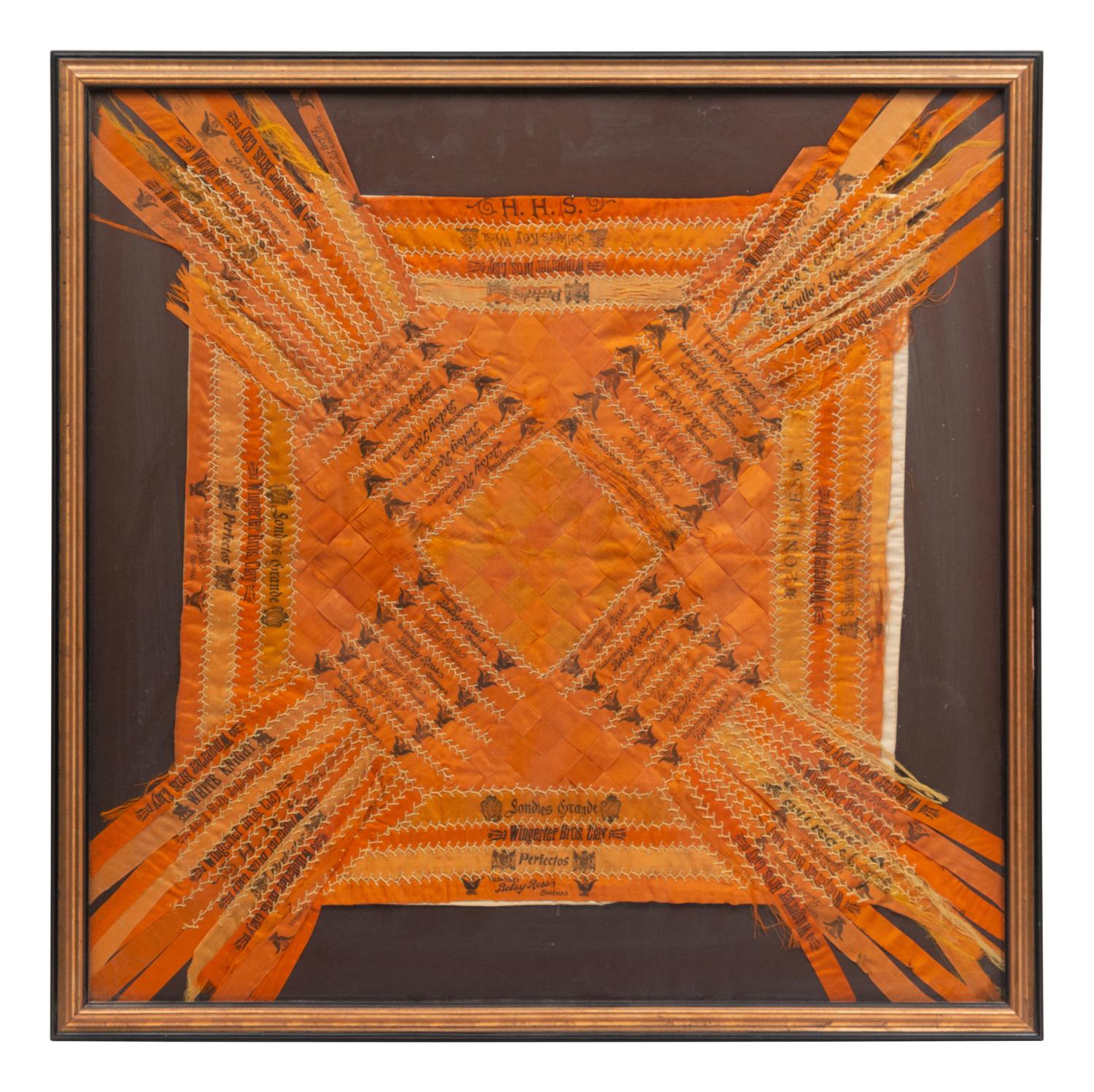 A Folk Art Silk Cigar Ribbon Display