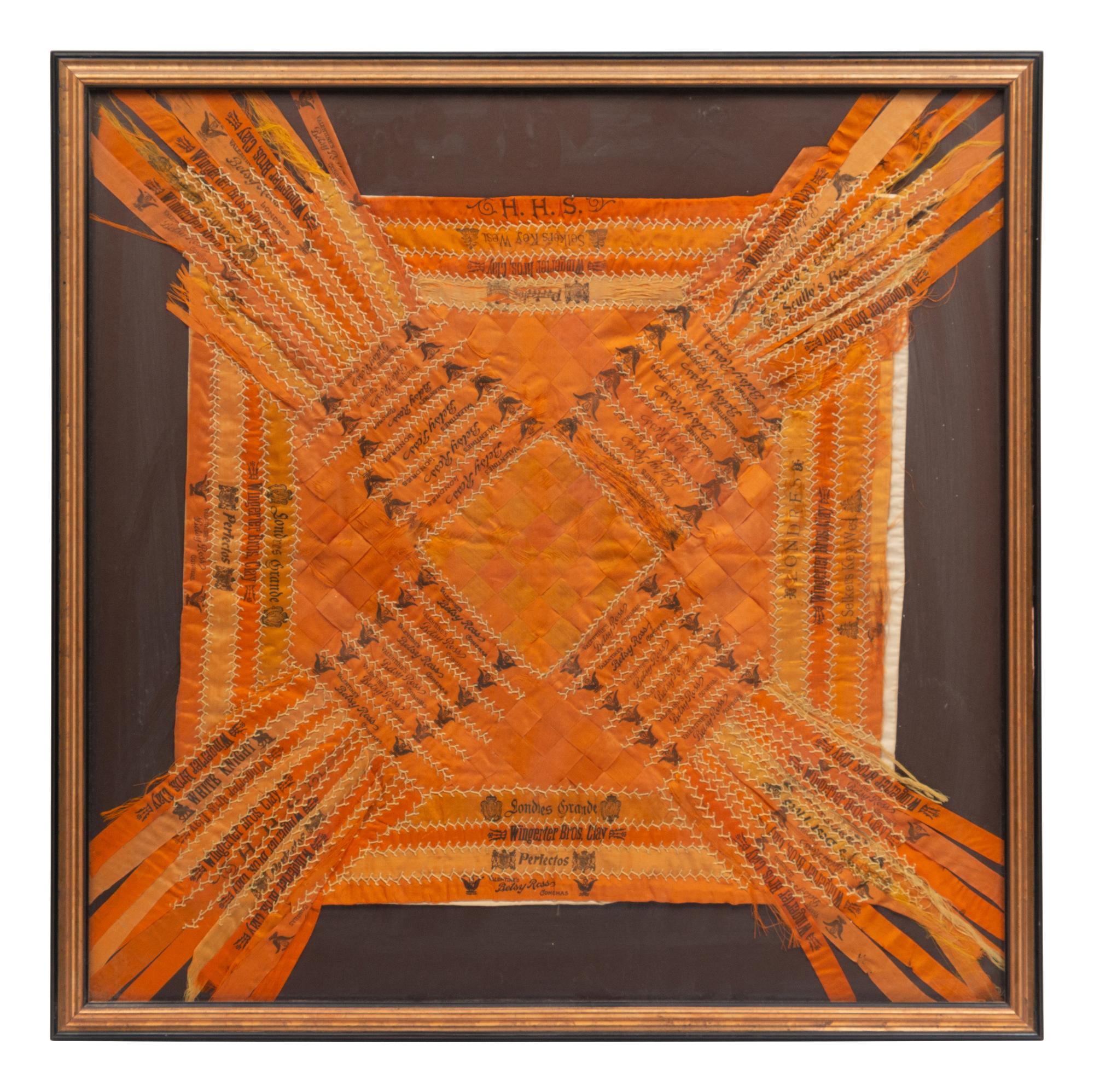 A Folk Art Silk Cigar Ribbon Display