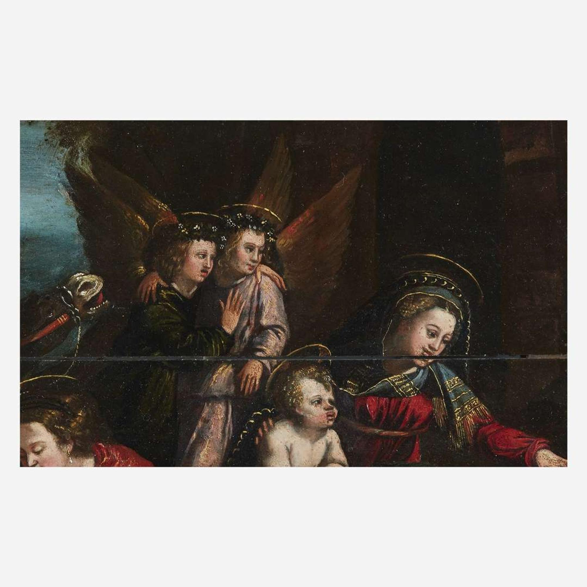 Attributed to the Master of the Twelve Apostles (Italian, Active C. 1520-1542) The Rest on the Flight Into Egypt with Saint Catherine of Alexandria