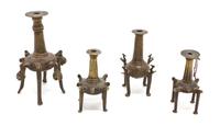 Four Persian Bronze Kohl Vessels, Height of tallest 7 1/2 inches.