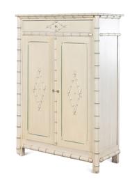 A Victorian White Painted Faux Bamboo Armoire