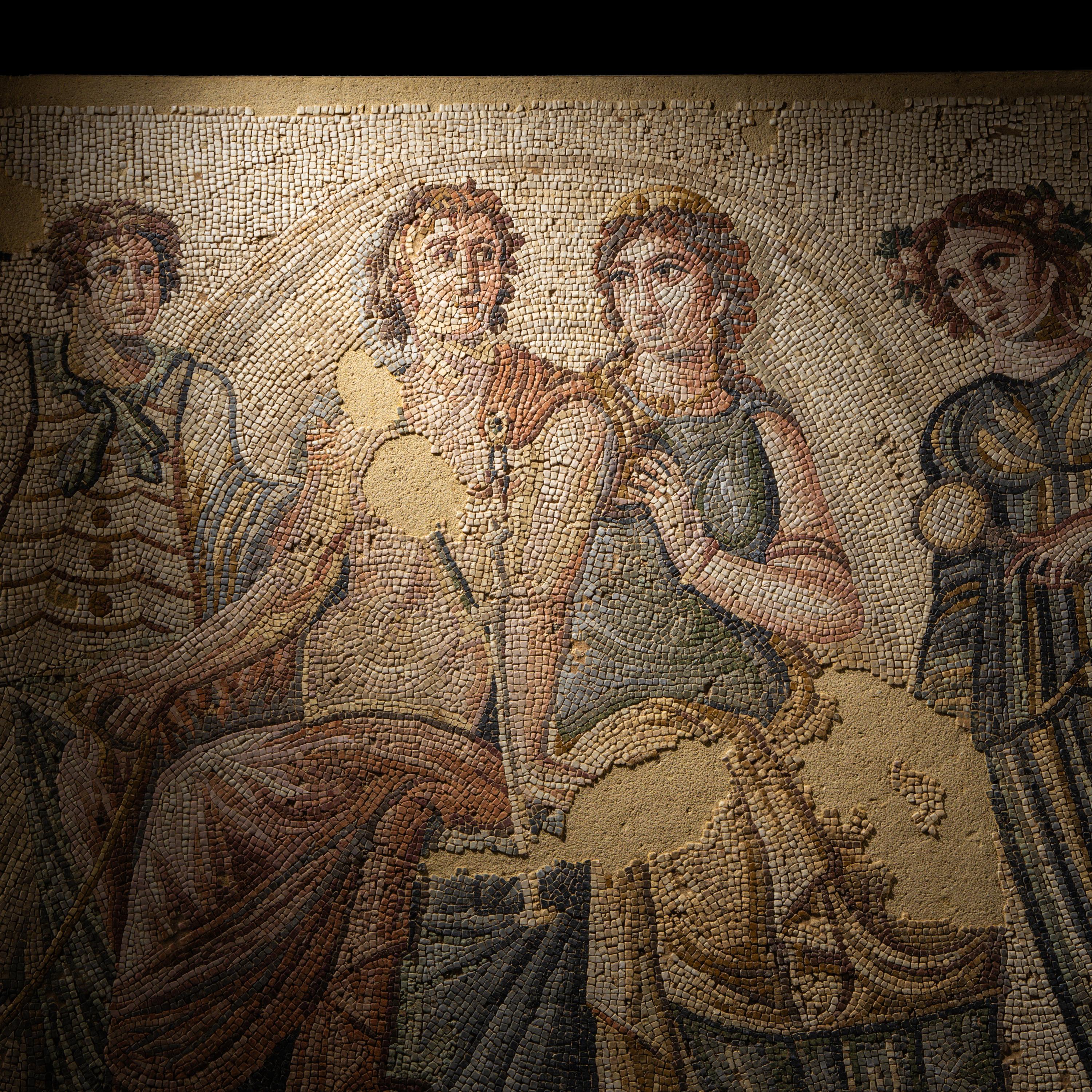 A Roman Mosaic Panel with Hippolytus and Phaedra