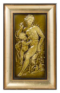 A Minton Pottery Plaque Height of plaque 11 1/2 x width 5 3/4 inches.