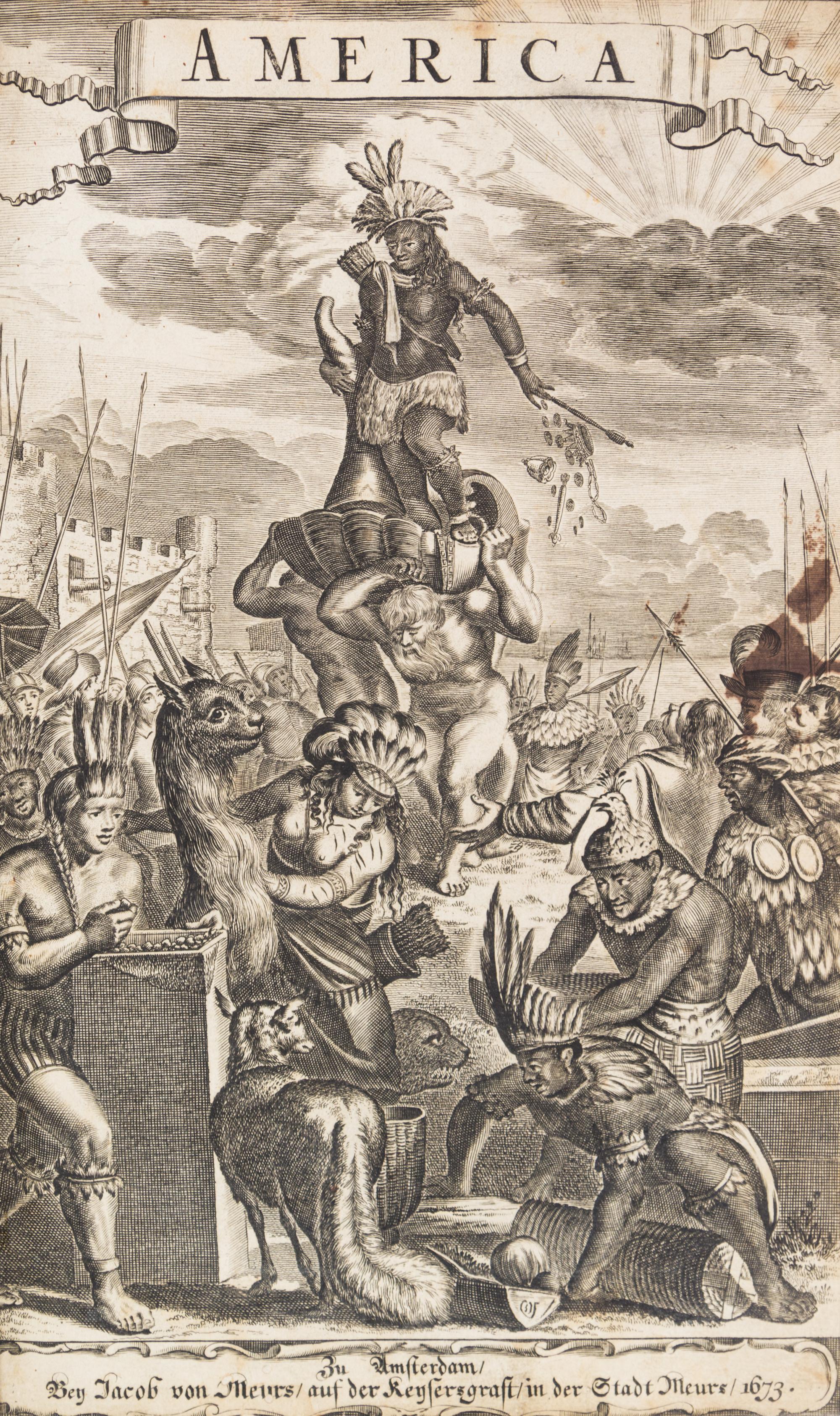 MONTANUS, ARNOLDUS. Die ubekante neue welt, oder Beschreibung des Welt-teils Amerika... Amst., 1673.