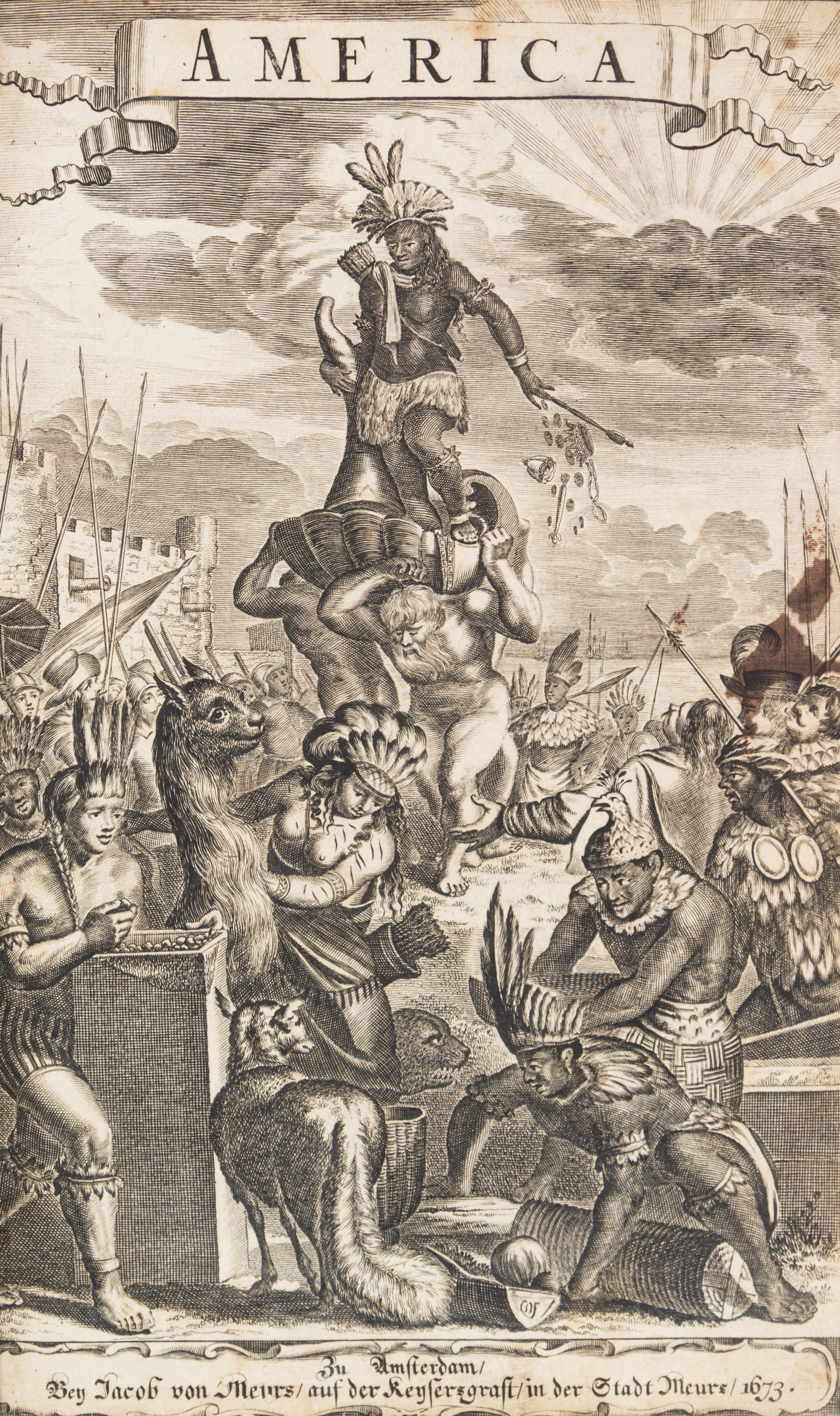 MONTANUS, ARNOLDUS. Die ubekante neue welt, oder Beschreibung des Welt-teils Amerika... Amst., 1673.