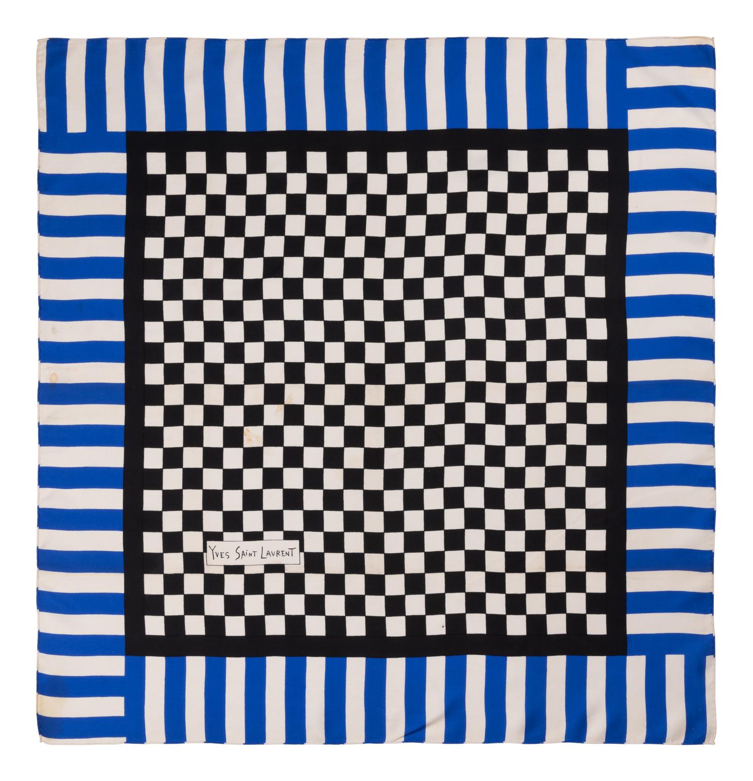 Six Silk Scarves: Three Yves Saint Laurent, One Valentino, and One Chanel, 1980-2000s