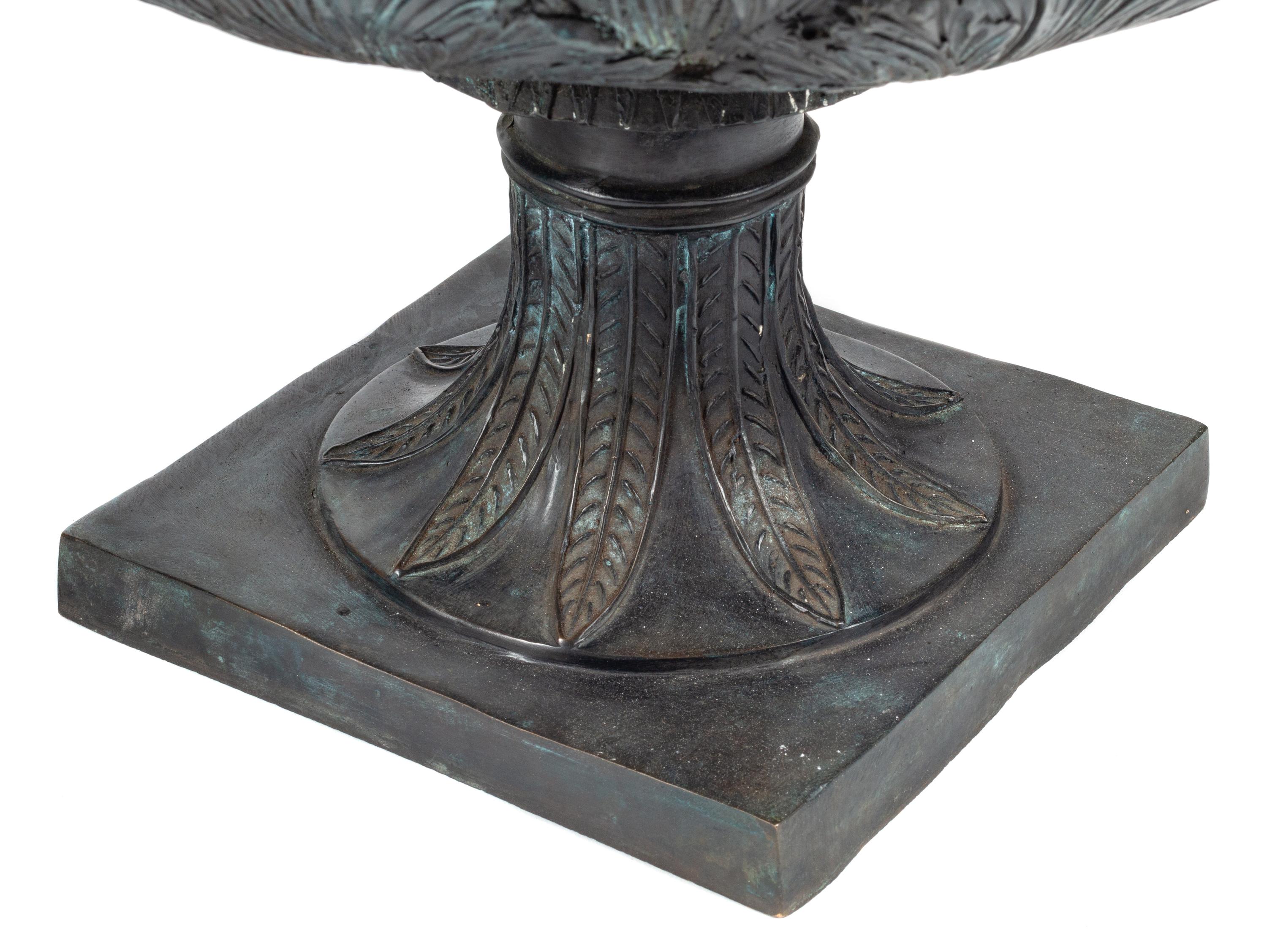 A Pair of Pompeiian Style Patinated Bronze Urns