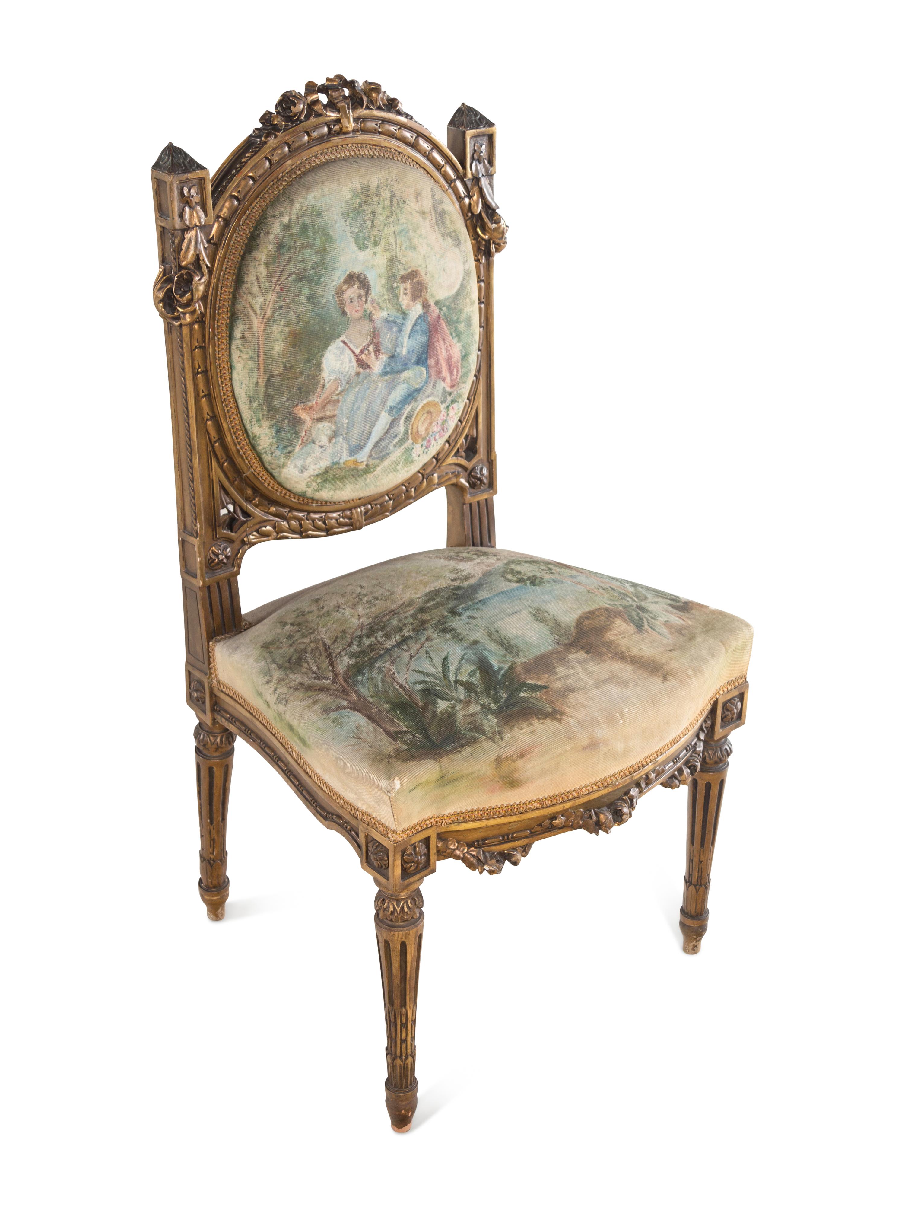A Louis XVI Style Giltwood Seven-Piece Salon Suite