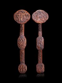Two Chinese Carved Hardwood Ruyi Scepters