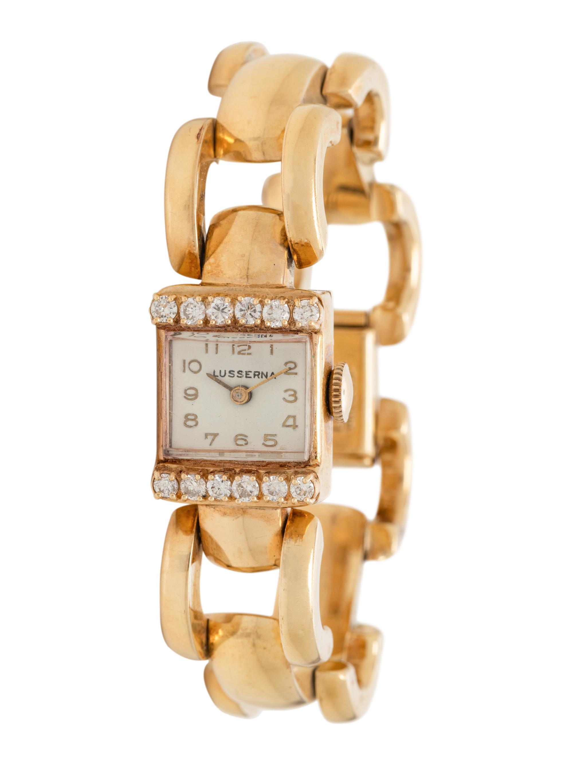 LUSSERNIA, 14K YELLOW GOLD AND DIAMOND WATCH