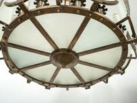 An Art Deco Glass and Nickel-Plated Bronze Chandelier