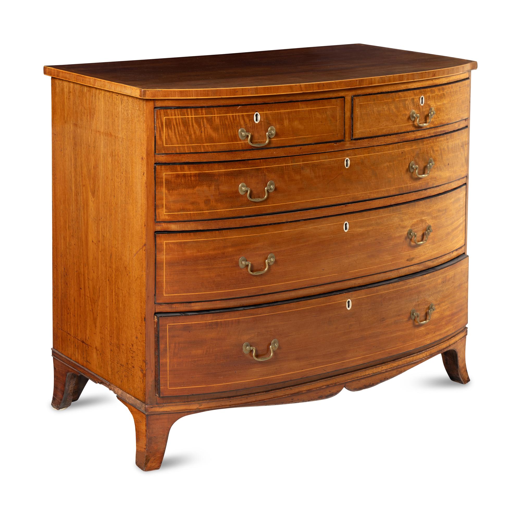 An Edwardian Satinwood-Banded Mahogany Chest of Drawers