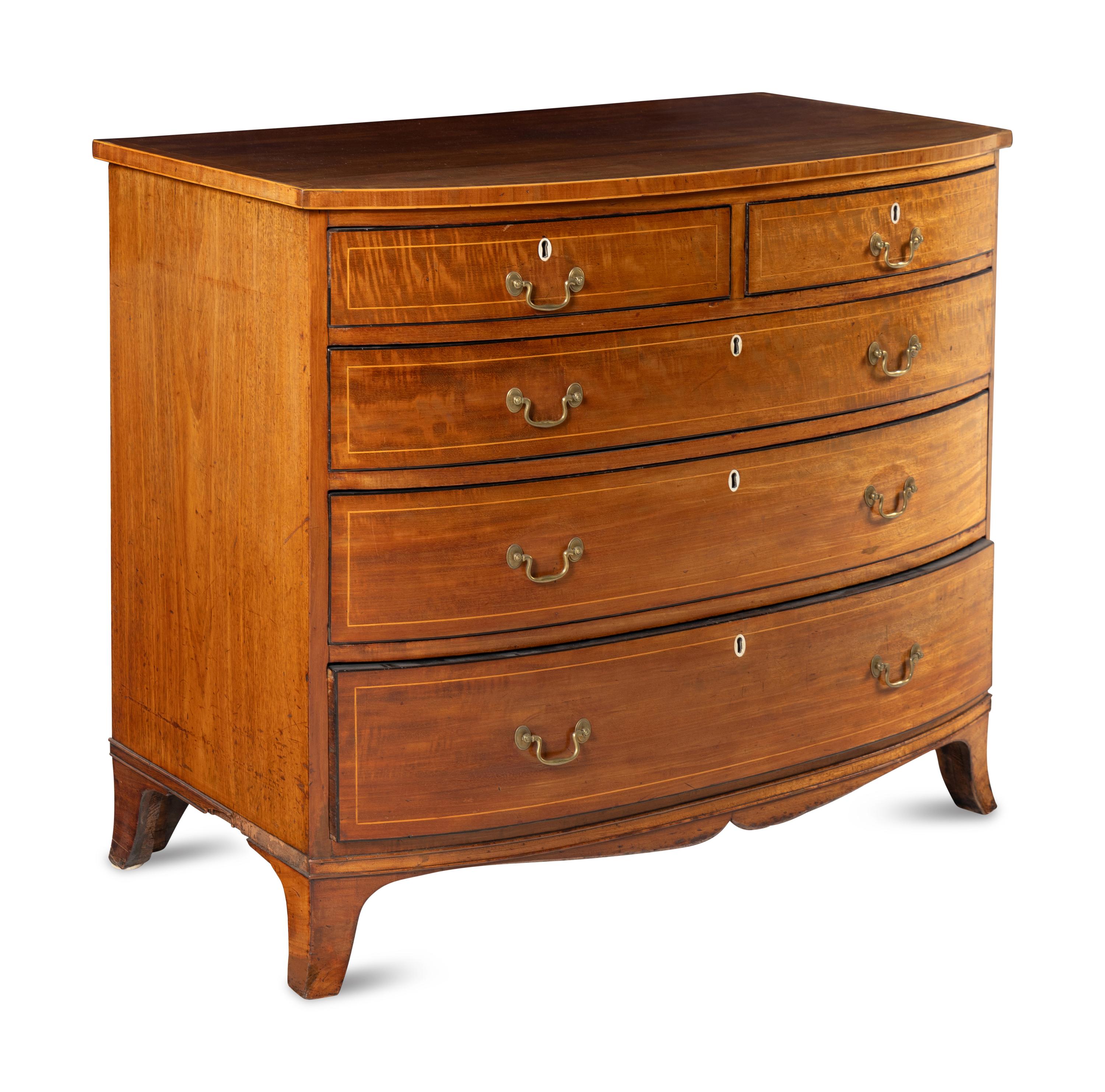 An Edwardian Satinwood-Banded Mahogany Chest of Drawers