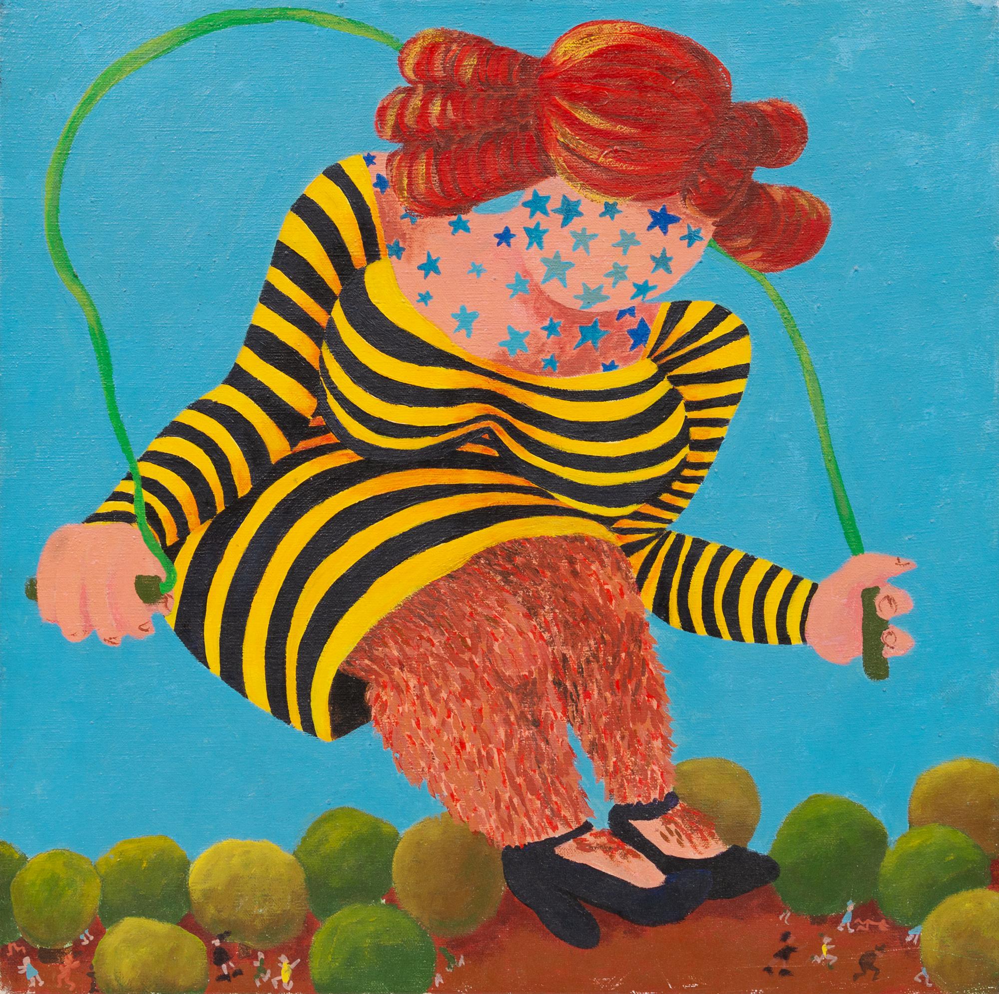 Untitled (Hairy Legged, Star Tattooed Giantess in Striped Dress Skipping Rope), c. 1965
