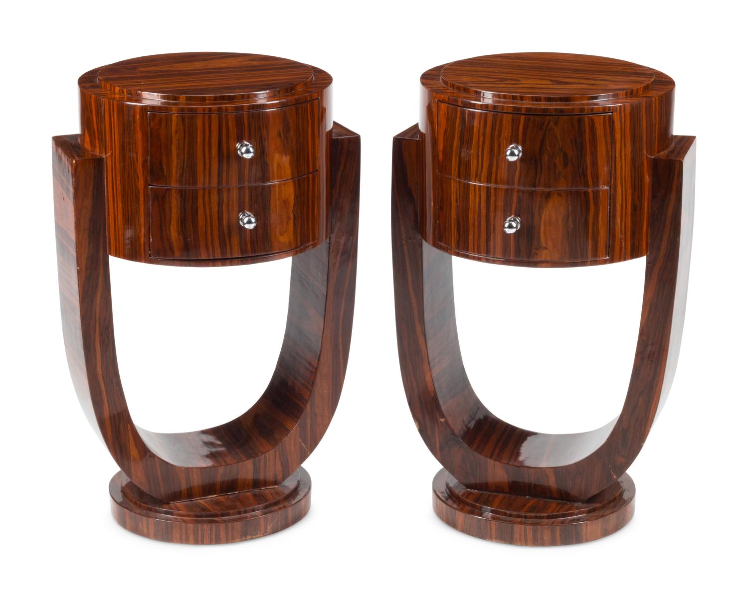 A Pair of Art Deco Style Two-Drawer Bedside Tables