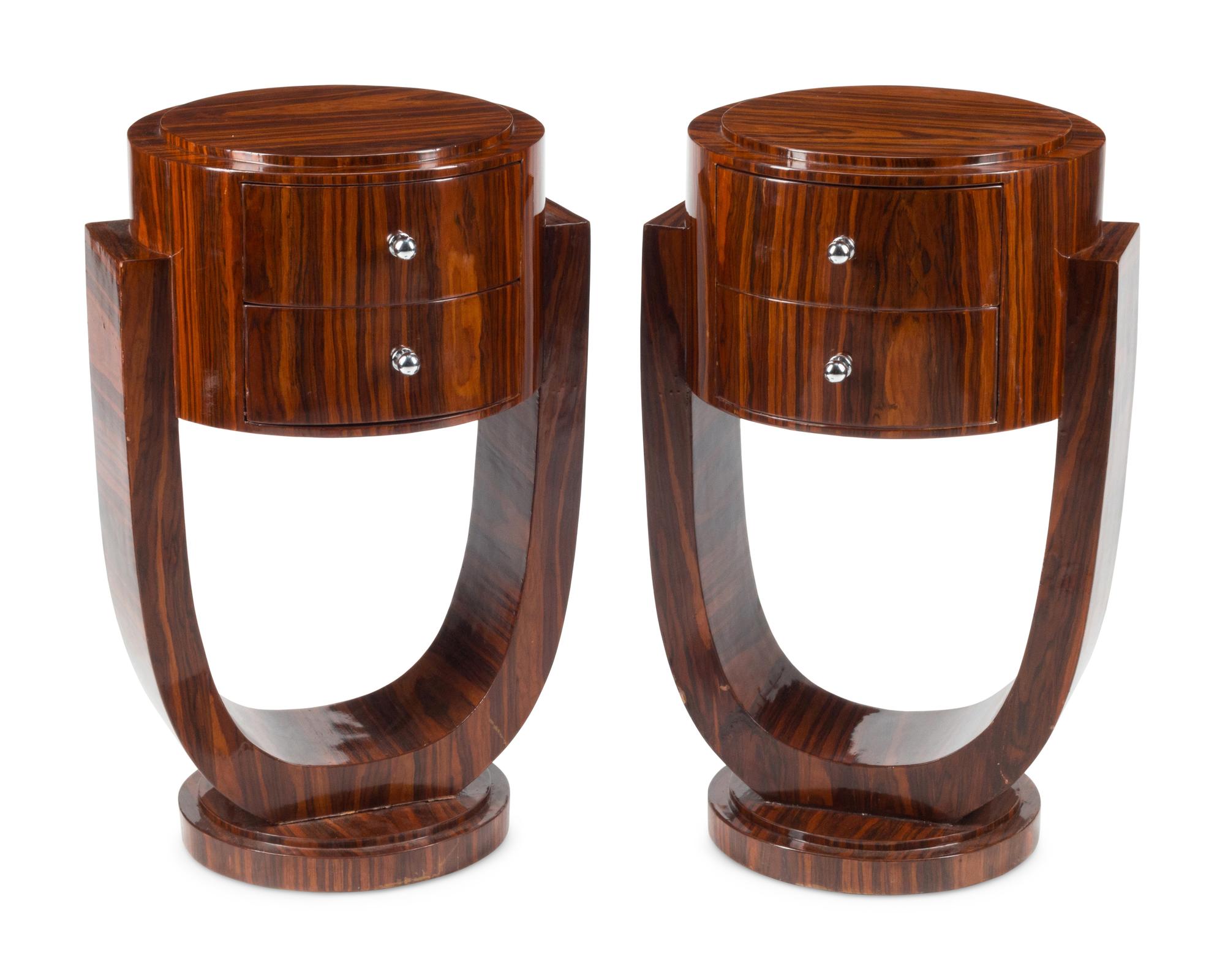 A Pair of Art Deco Style Two-Drawer Bedside Tables