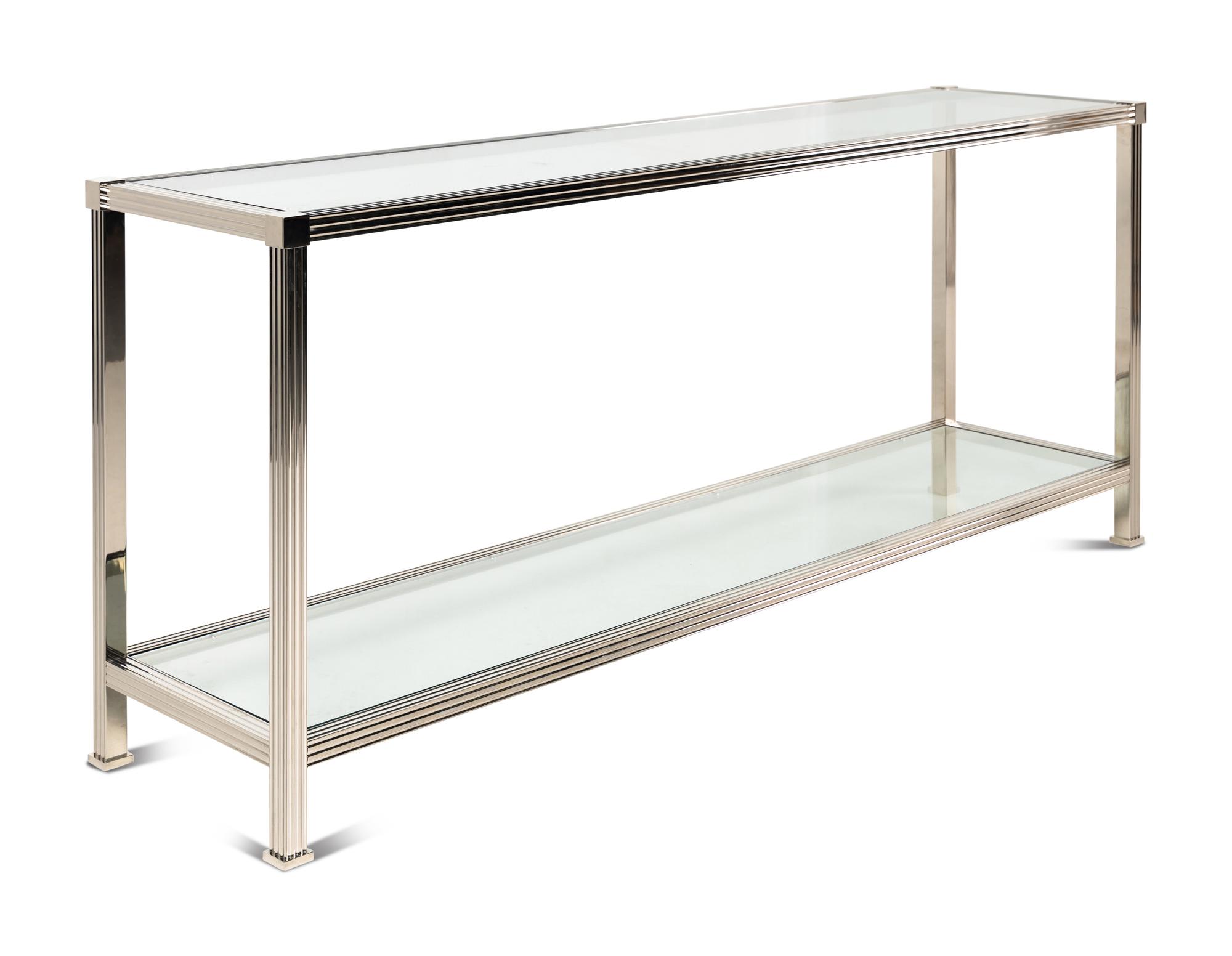A John Boone Chromed Steel and Glass Console Table