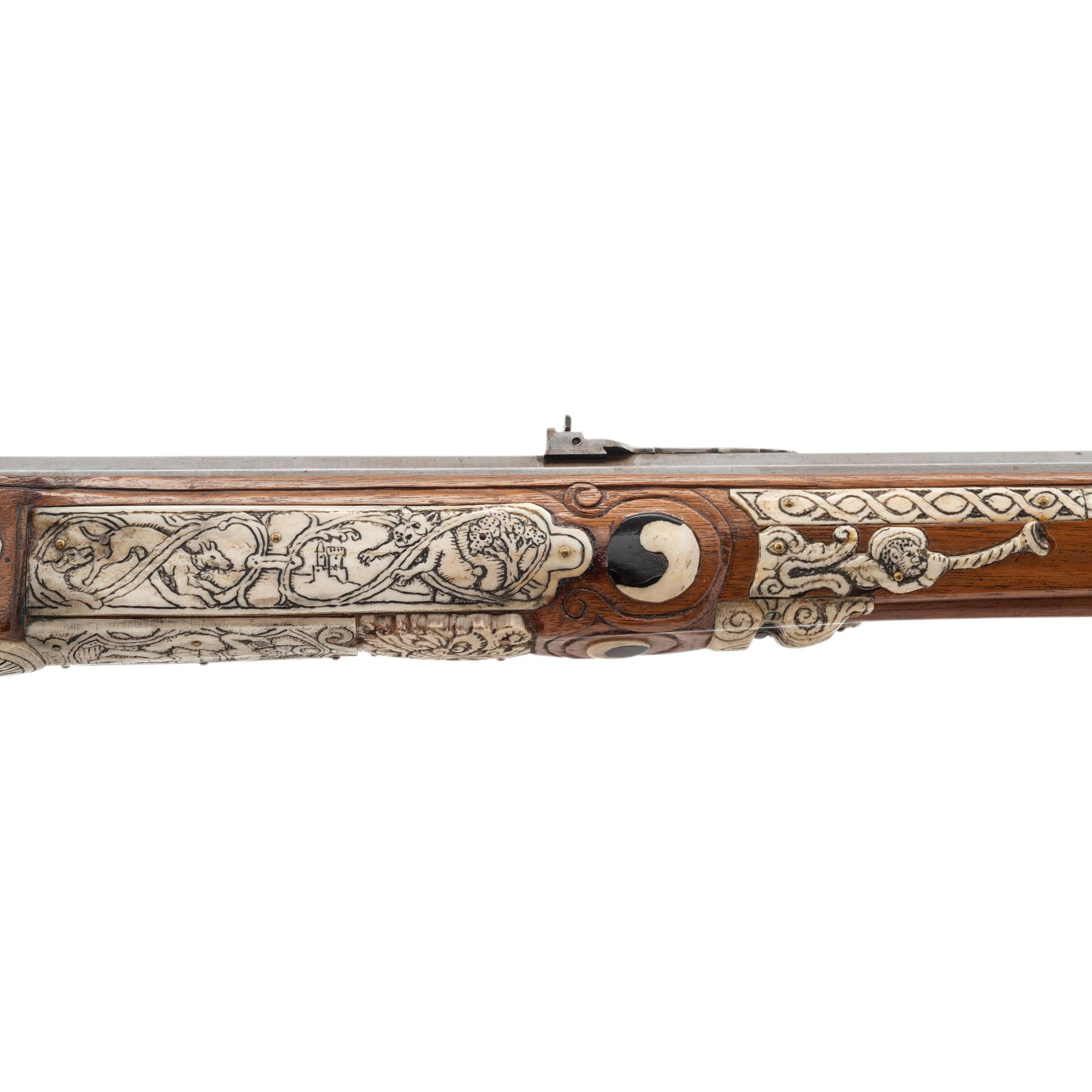 Contemporary Snaphance Rifle with Heavily Decorated Inlays by John B. Derrick (American, b.1936)