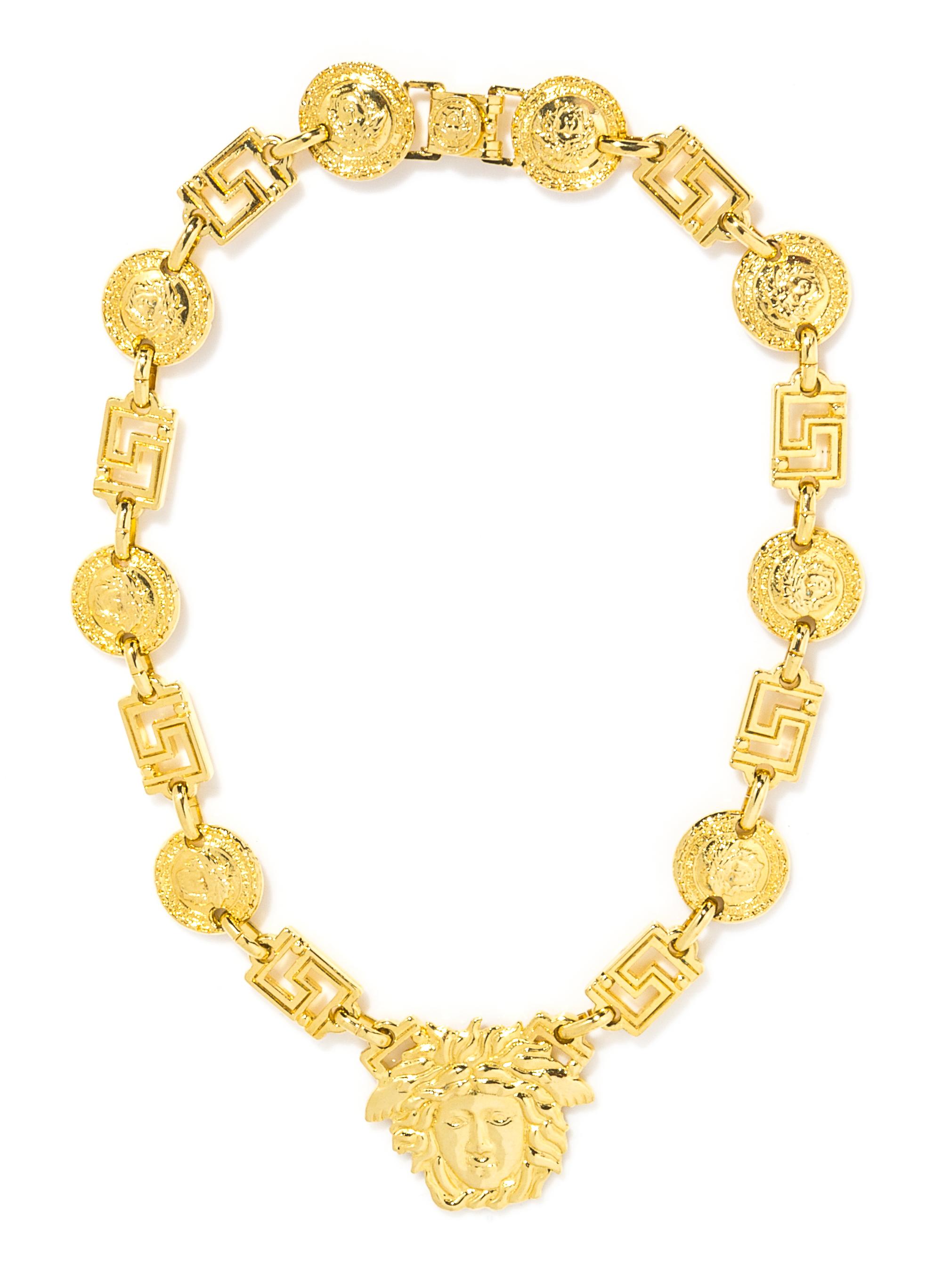 A Gianni Versace Greco Link Necklace with a Medusa Pendant, Length: 21.5"; Pendant: 1.5" x 1.75".