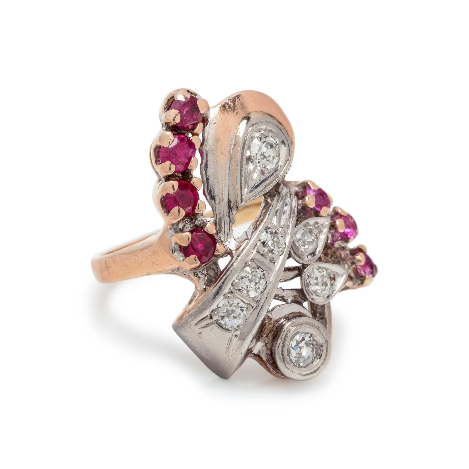 RETRO, DIAMOND AND RUBY RING