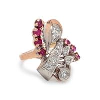 RETRO, DIAMOND AND RUBY RING