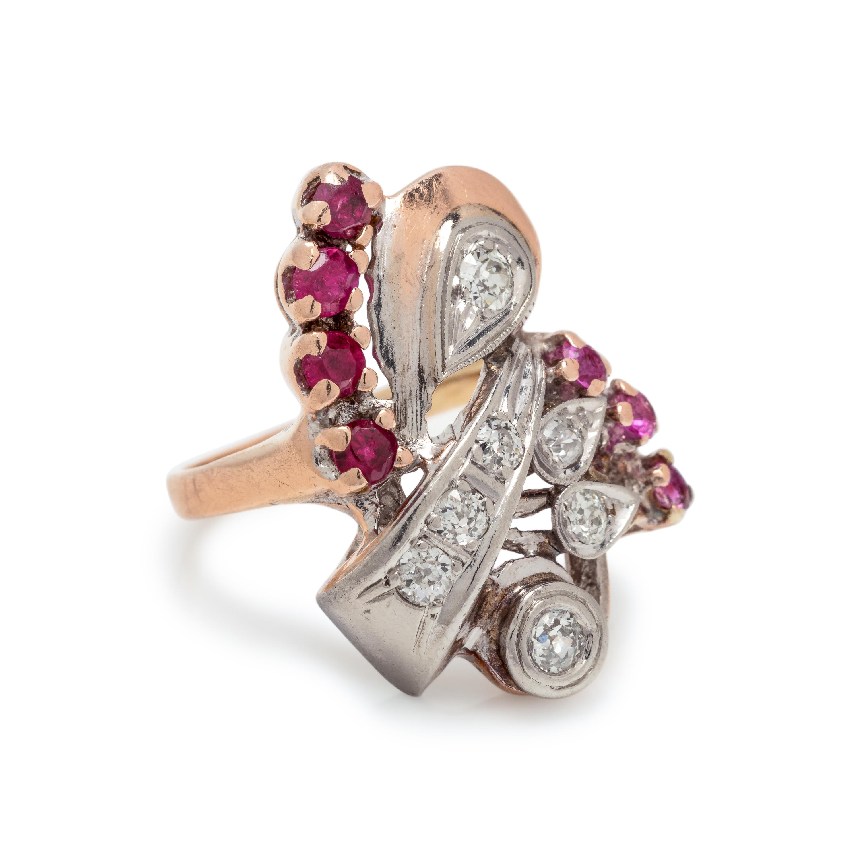 RETRO, DIAMOND AND RUBY RING