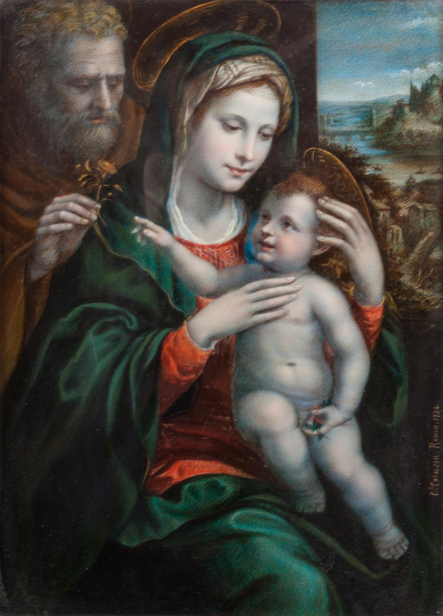 Carlo Caruson, (Italian, fl. 1876), Portrait of Holy Family, 1884 (After Giovanni Antonio Bazzi, Italian 1477-1549)