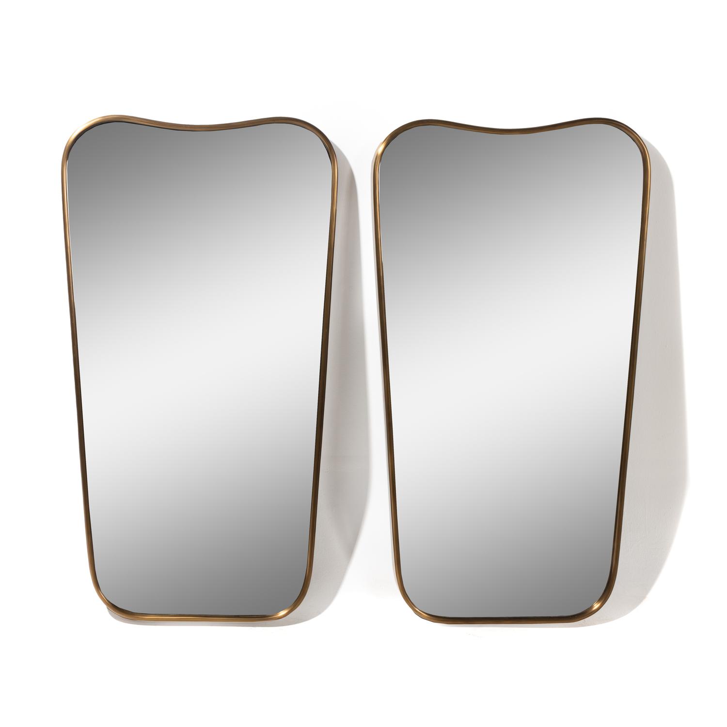 Made Goods, Style of Gio Ponti 2021 — Pair of contemporary brass-framed mirrors for Ardmore Home Design Inc.