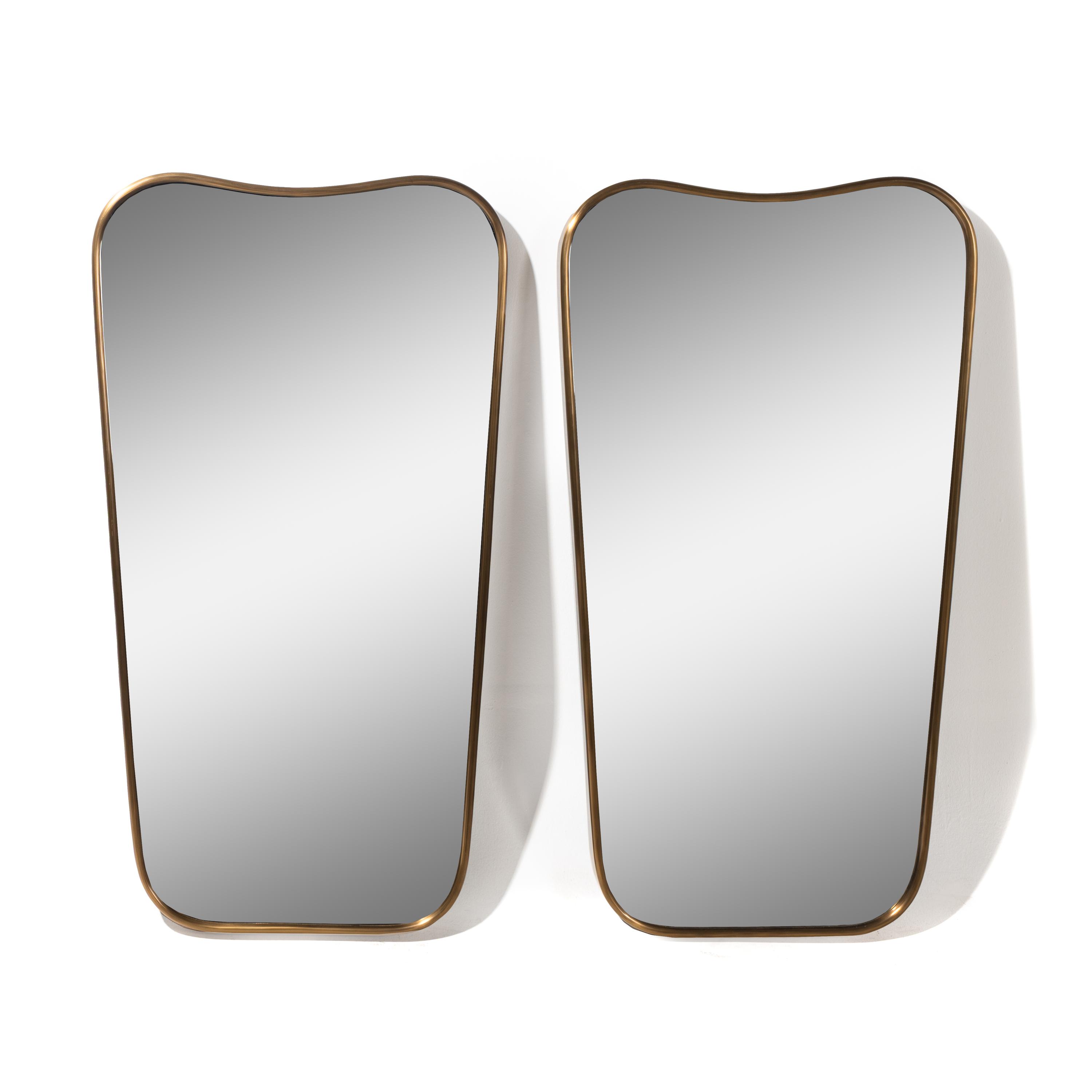 Made Goods, Style of Gio Ponti 2021 — Pair of contemporary brass-framed mirrors for Ardmore Home Design Inc.
