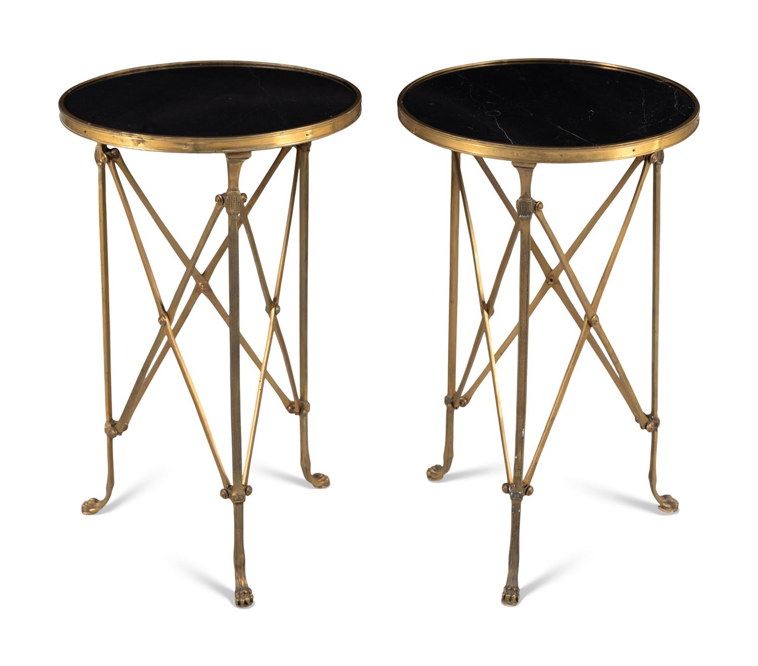 A Pair of French Gilt Bronze Marble-Top Guéridons