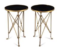 A Pair of French Gilt Bronze Marble-Top Guéridons