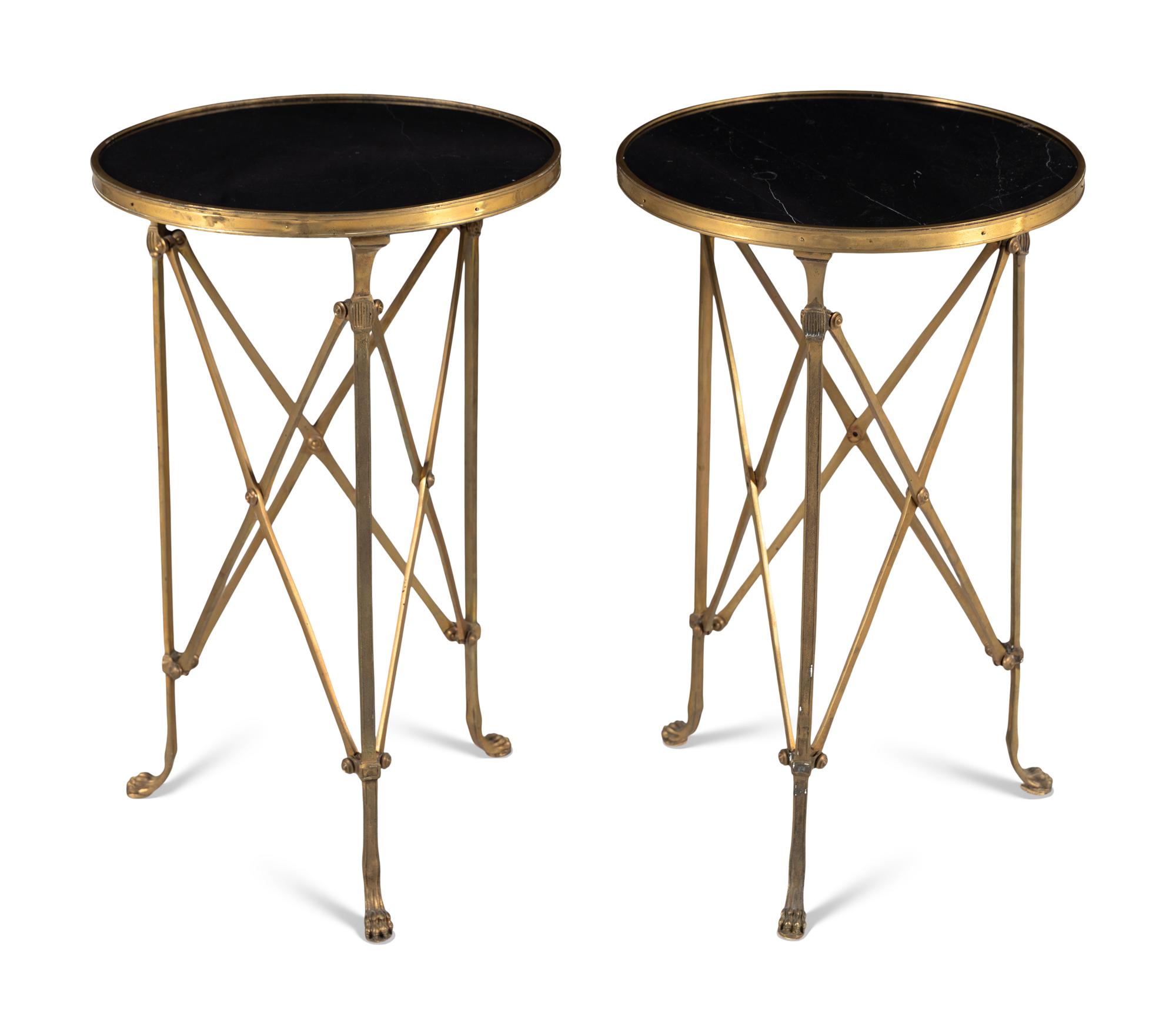 A Pair of French Gilt Bronze Marble-Top Guéridons
