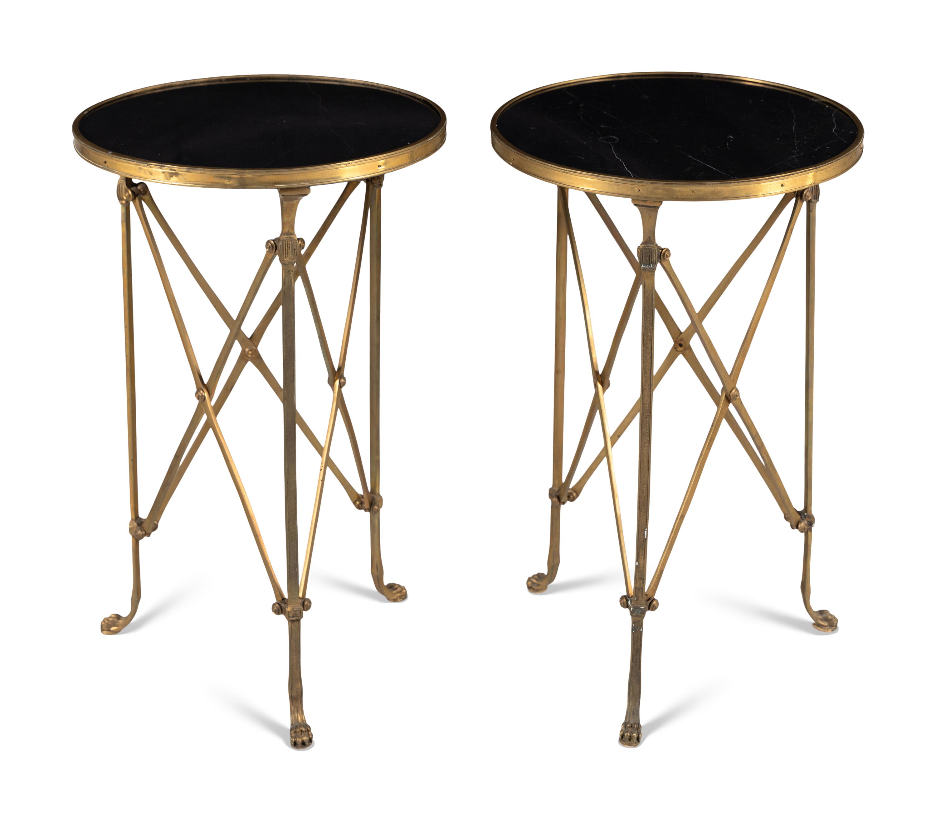A Pair of French Gilt Bronze Marble-Top Guéridons