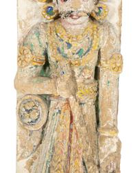An Indian Polychromed Stone Figural Stele