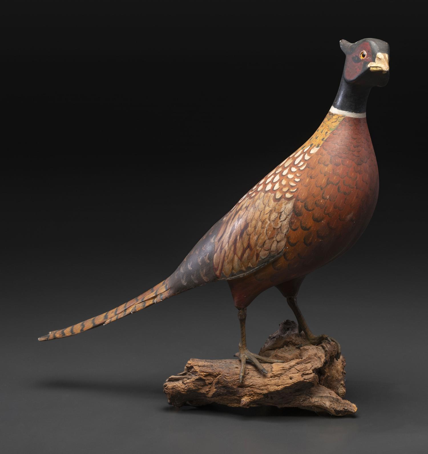 A Carved and Painted Wood Pheasant Decoy
