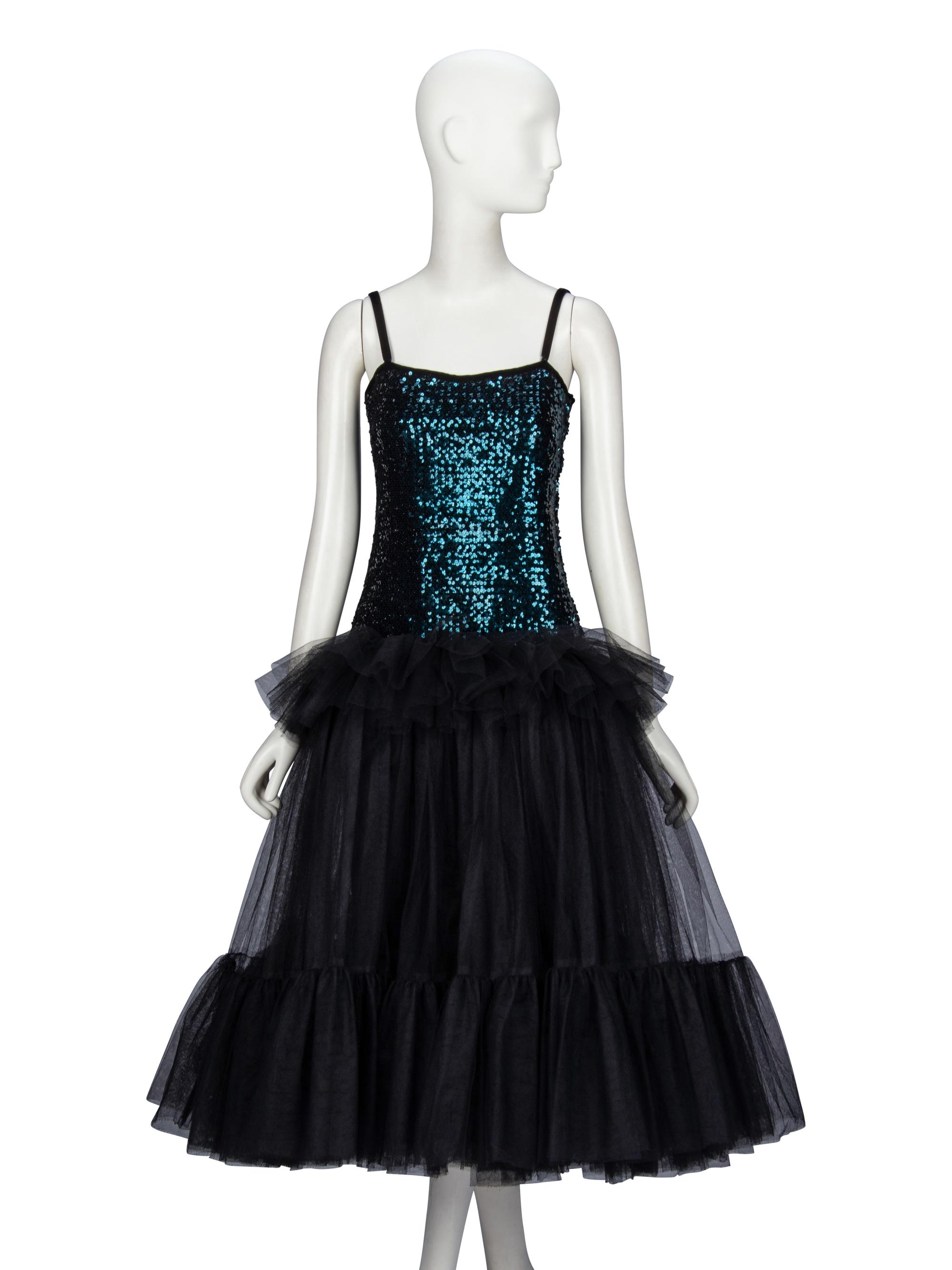 Saint Laurent Rive Gauche, Sequin & Tulle Cocktail Dress, 1983