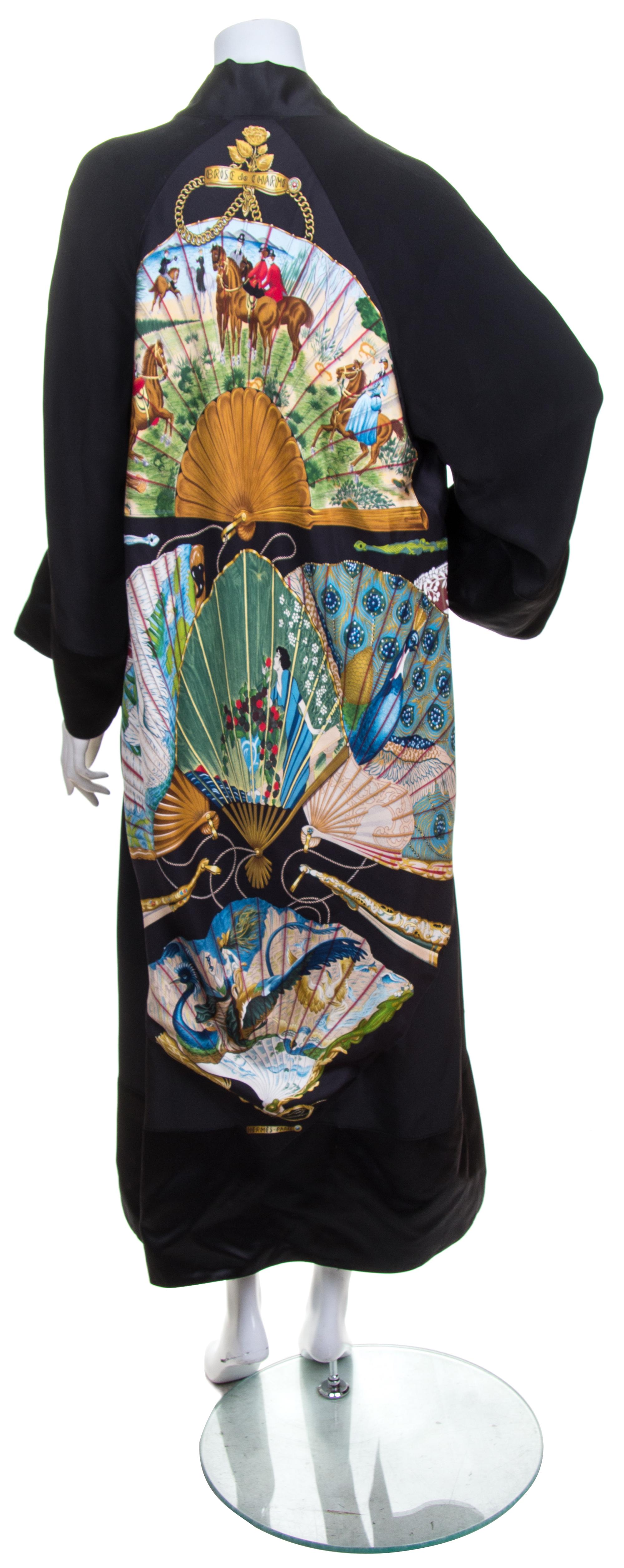 An Hermes Black Silk Kimono, Size 40.