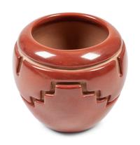 Carved Redware Pottery Jar