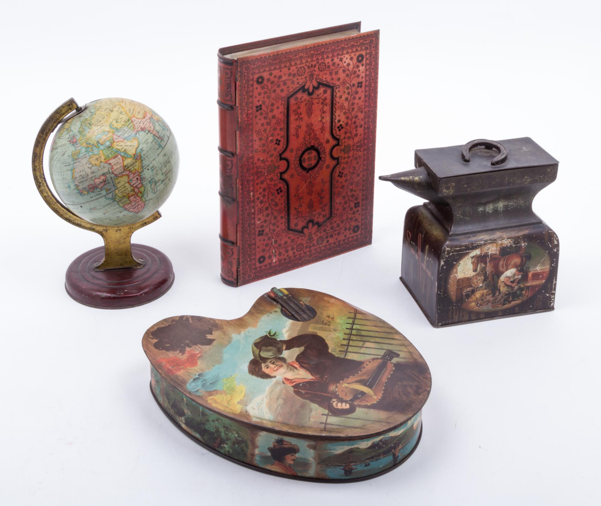 A Group of Four British Biscuit Tins Length of first 9 3/4 inches. — VARIOUS MAKERS