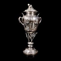 A Chinese Export Silver Cup and Cover, Early 20th Century 晚清-民國 外銷歲寒三友銀杯