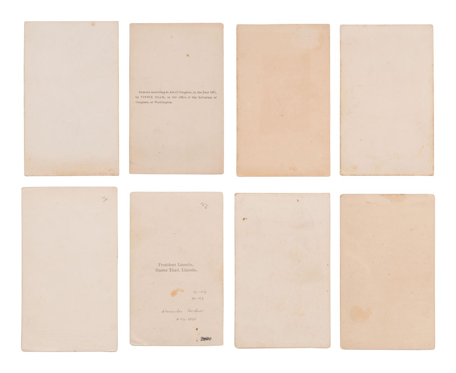 [LINCOLNIANA]. 14 CDVs related to Lincoln and his family, incl. mourning images.