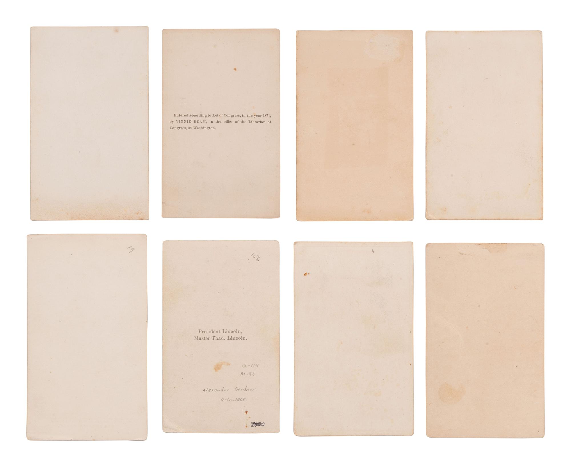 [LINCOLNIANA]. 14 CDVs related to Lincoln and his family, incl. mourning images.