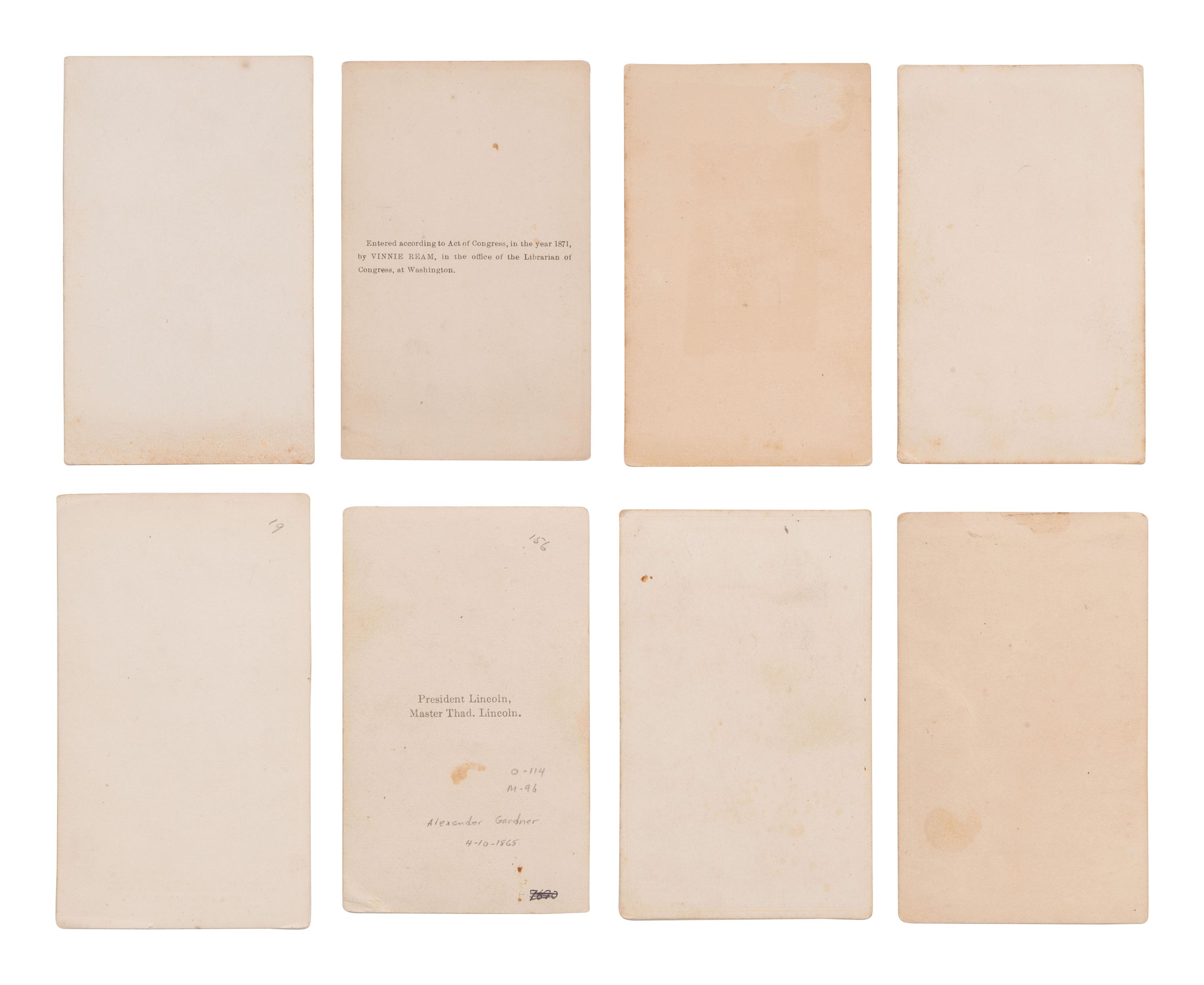 [LINCOLNIANA]. 14 CDVs related to Lincoln and his family, incl. mourning images.