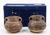 A Pair of Neolithic Pottery Vessels Height of larger 5 inches.