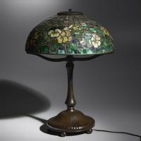 Bronze table lamp with Pansy shade